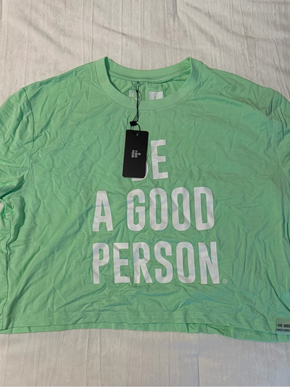 Mint Green Crop Graphic Crewneck Tee